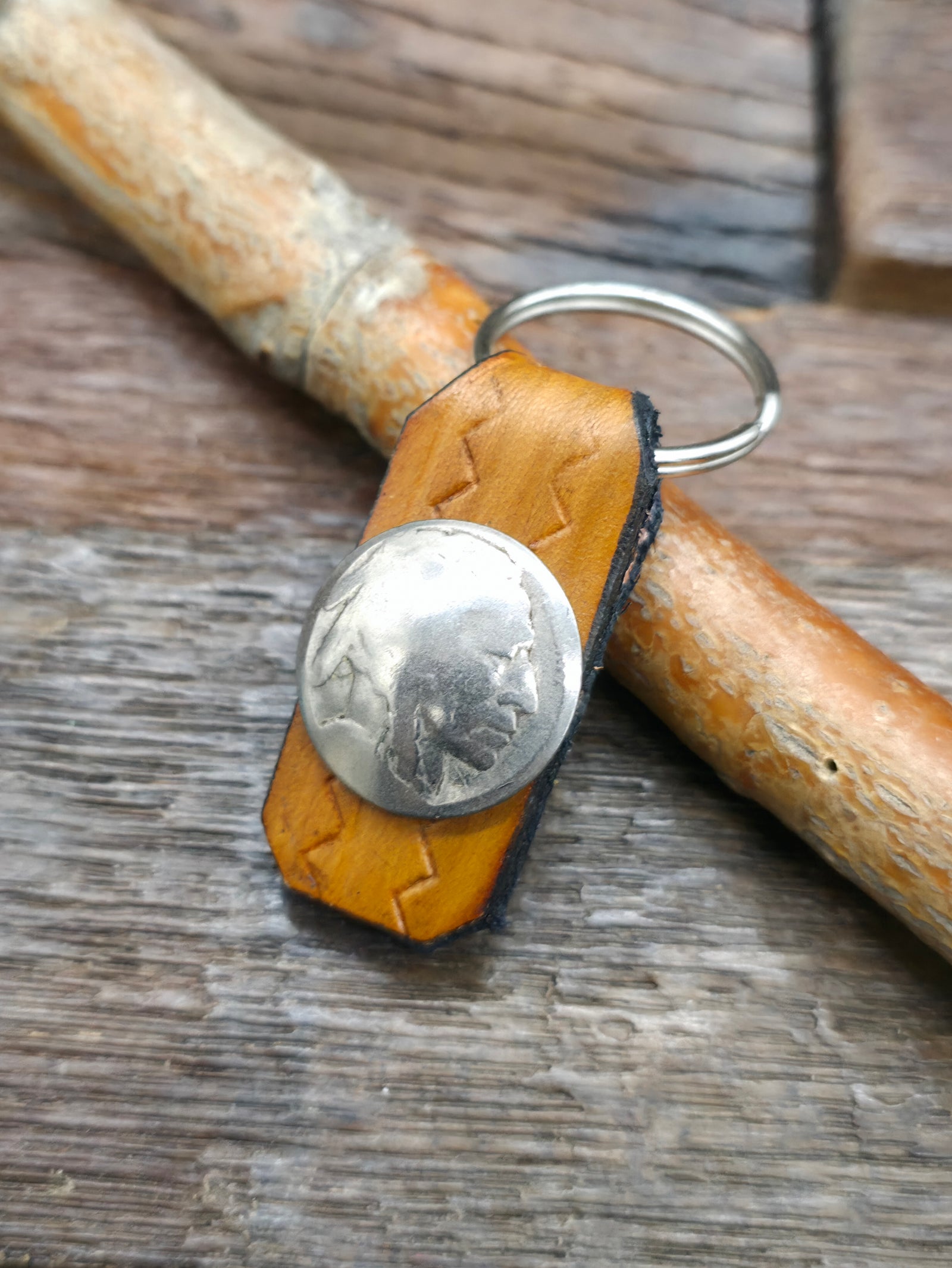 Coin Chief Nickel Keychain - Tan