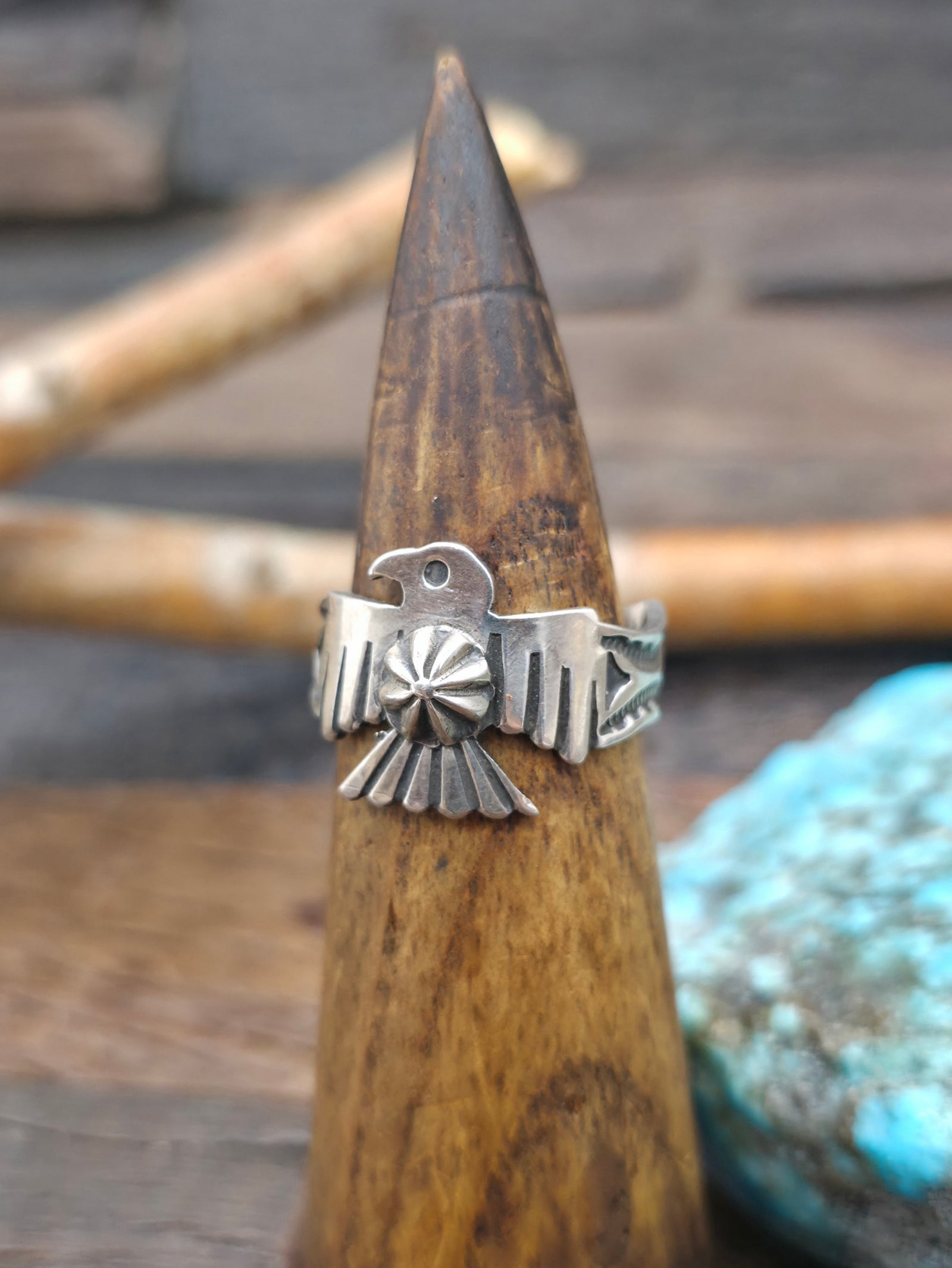Sterling Silver Thunderbird Ring by Sunshine Reeves - Narrow Band - Size 10 1/2
