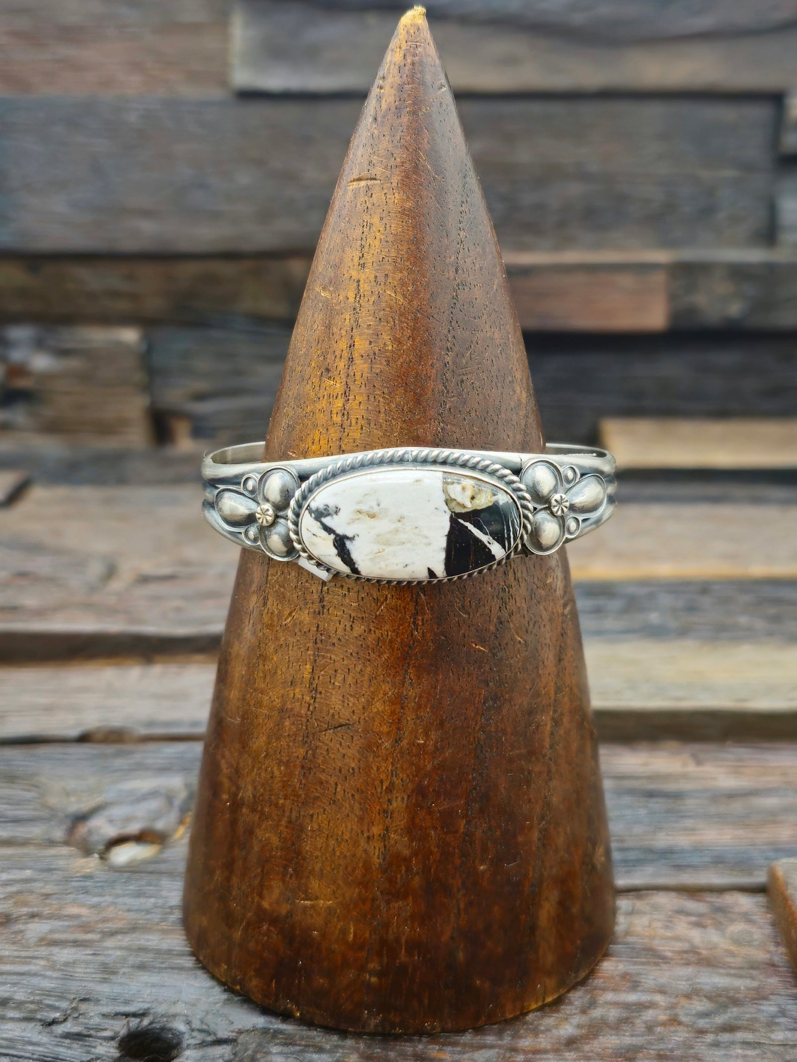Sterling Silver White Buffalo Bracelet by Mary Ann Spencer