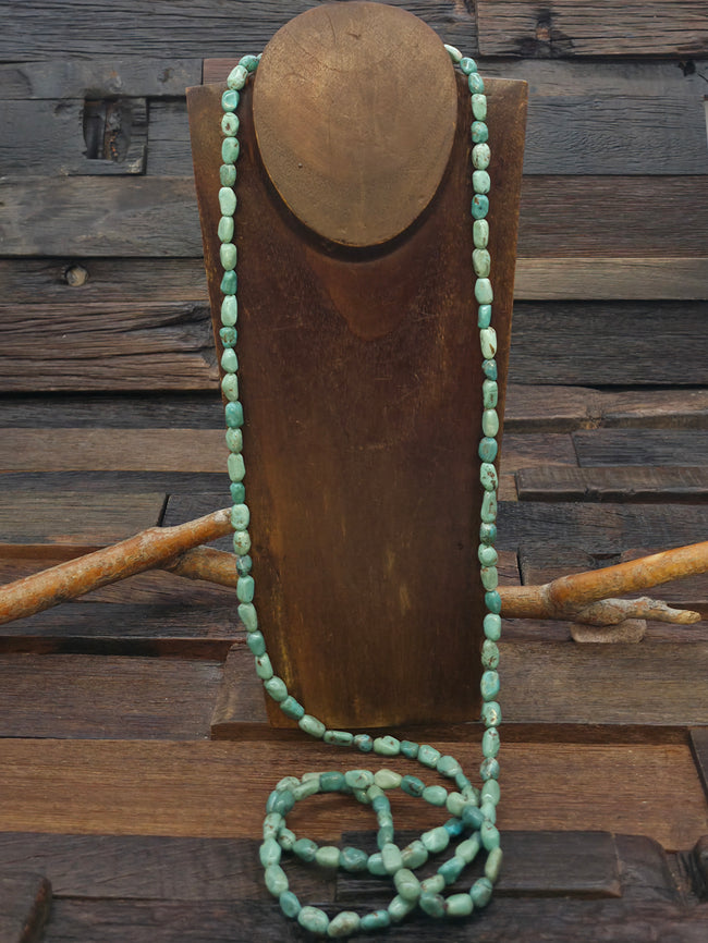 Turquoise Stone Bead Necklace - 50 in.