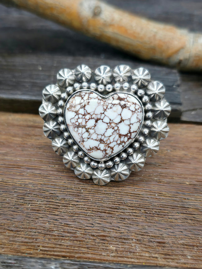 Wild Horse Sterling Silver Heart Ring by Rosella Paxton - Size 8