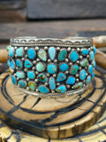 Sterling Silver Blue Gem Turquoise Cuff by LaRose Ganadanegro  - 7 in.