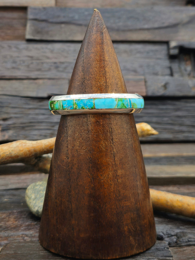 Sonoran Turquoise Inlay Sterling Silver Cuff - 6 in.