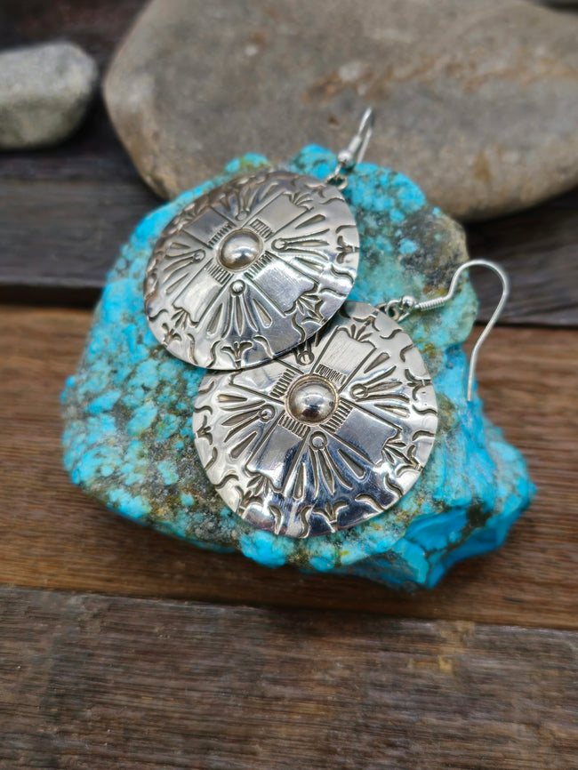 Stamped Sterling Silver Disk Earrings by Shamenike Nelson