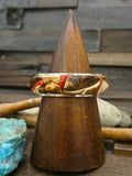 Sterling Silver Cobblestone Inlay Cuff with Coral and Fossil Ivory by Walter Vandever - 7 in.