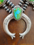 Sonoran Gold Turquoise Squash Blossom Necklace with Earrings - 20 in.