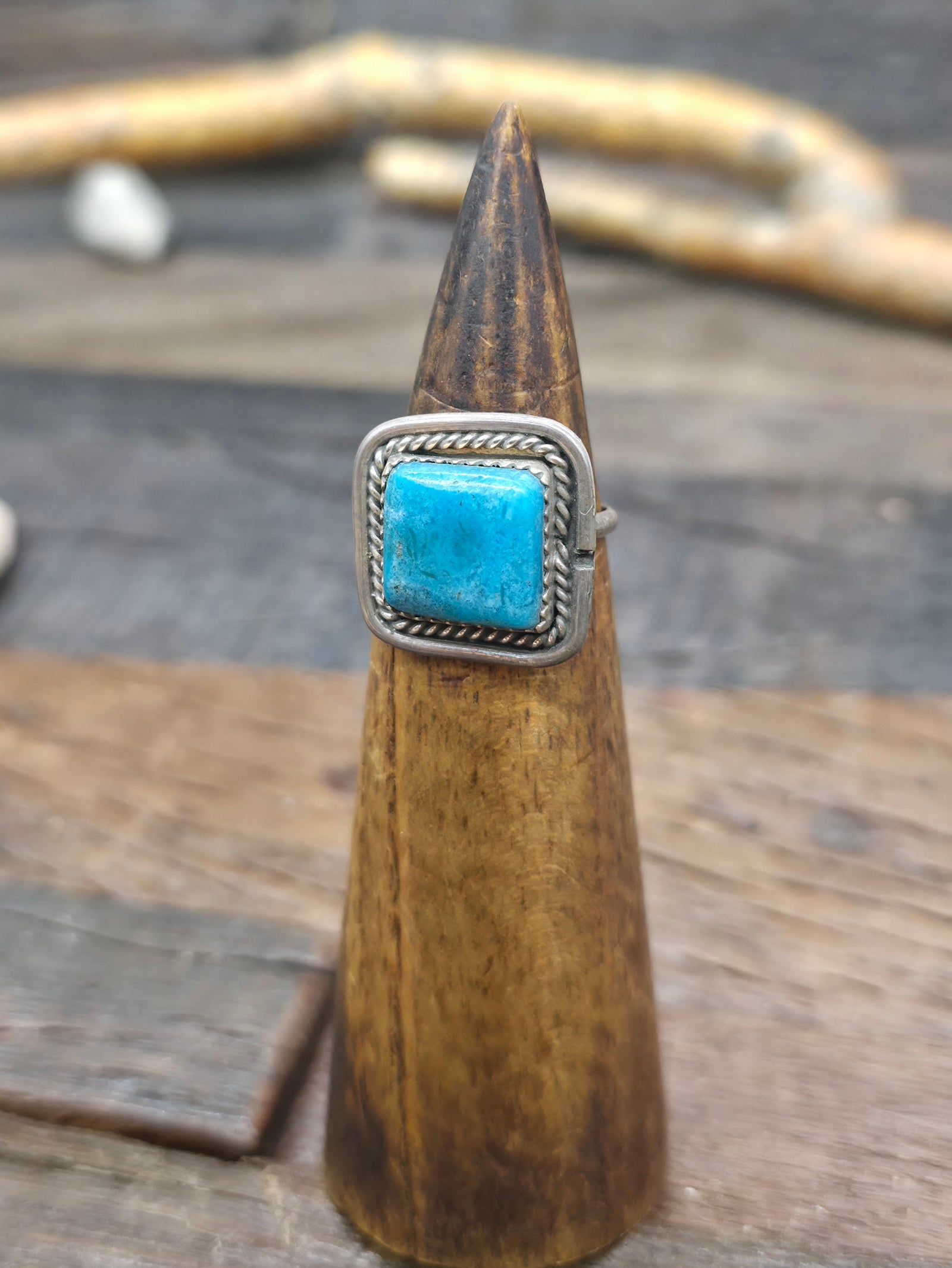 Sterling Silver Turquoise Square Ring by Tommy Lee - Size 8