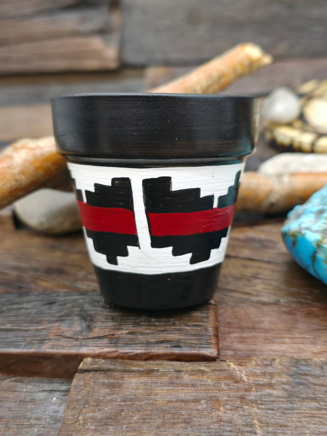 Mini Hand Painted Flower Pot by A. Tsosie  - 2 1/2 in. by 2 1/2 in.