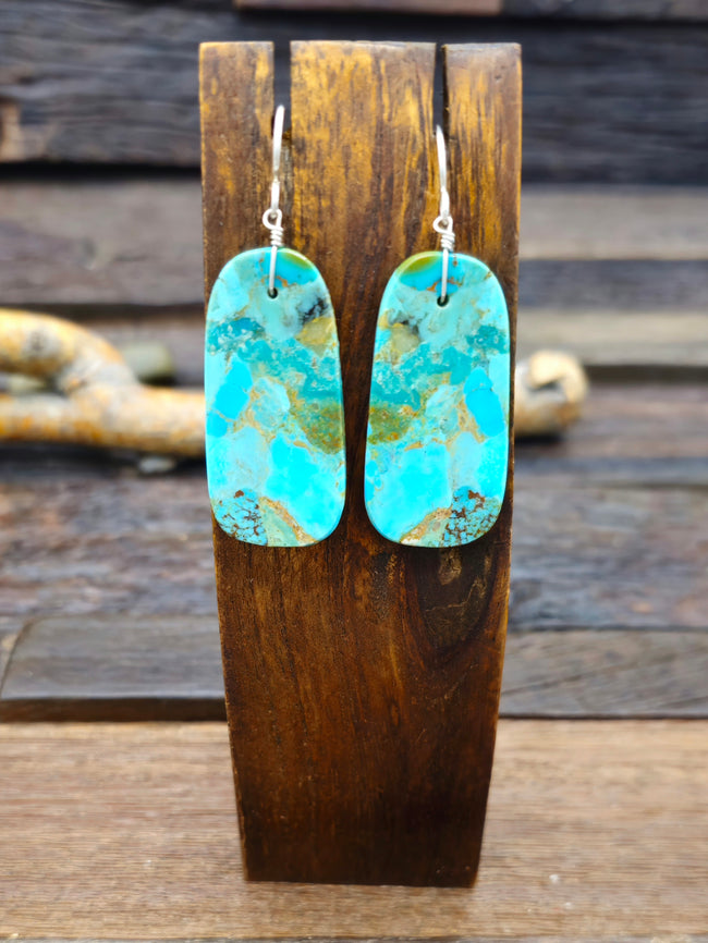 Turquoise Slab Earrings by Marcella Castillo