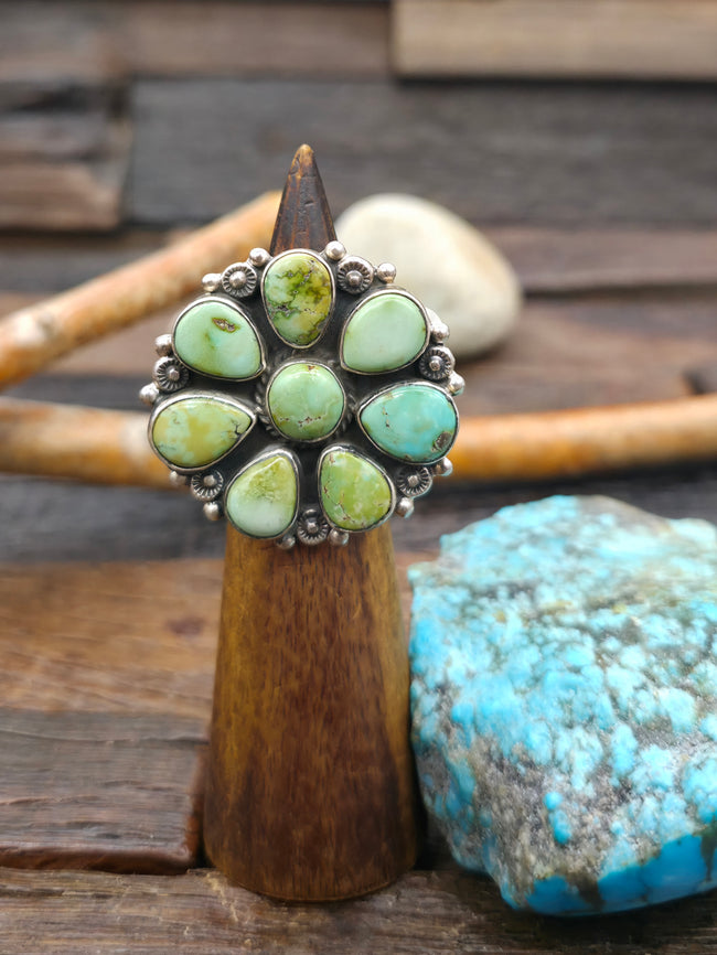 Sterling Silver Sonoran Turquoise Cluster Ring by Karlene Goodluck - Adjustable