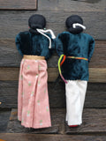 Handmade Cloth Doll Male and Female Set - Dark Green Shirts