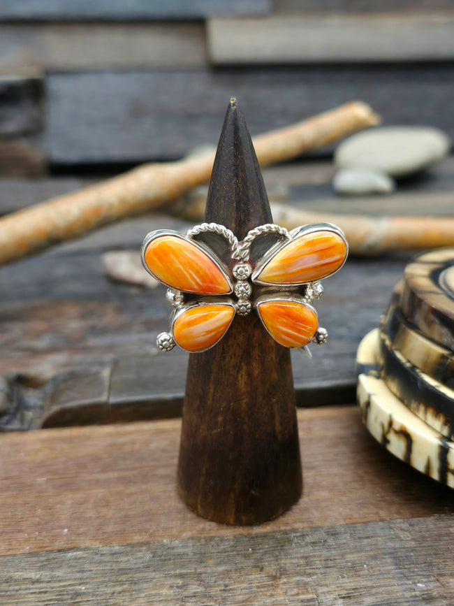 Sterling Silver Spiny Oyster Butterfly Ring by Darlene Begay - Size 10