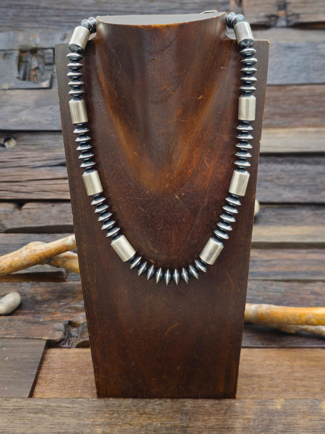 Sterling Silver Oxidized Bead Necklace - 18 in.