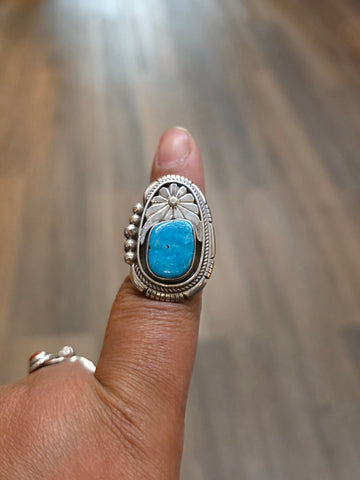 Heavyweight Sterling Silver Turquoise Cuff Bracelet by Lyanne Goodluck - 6 1/2 in.