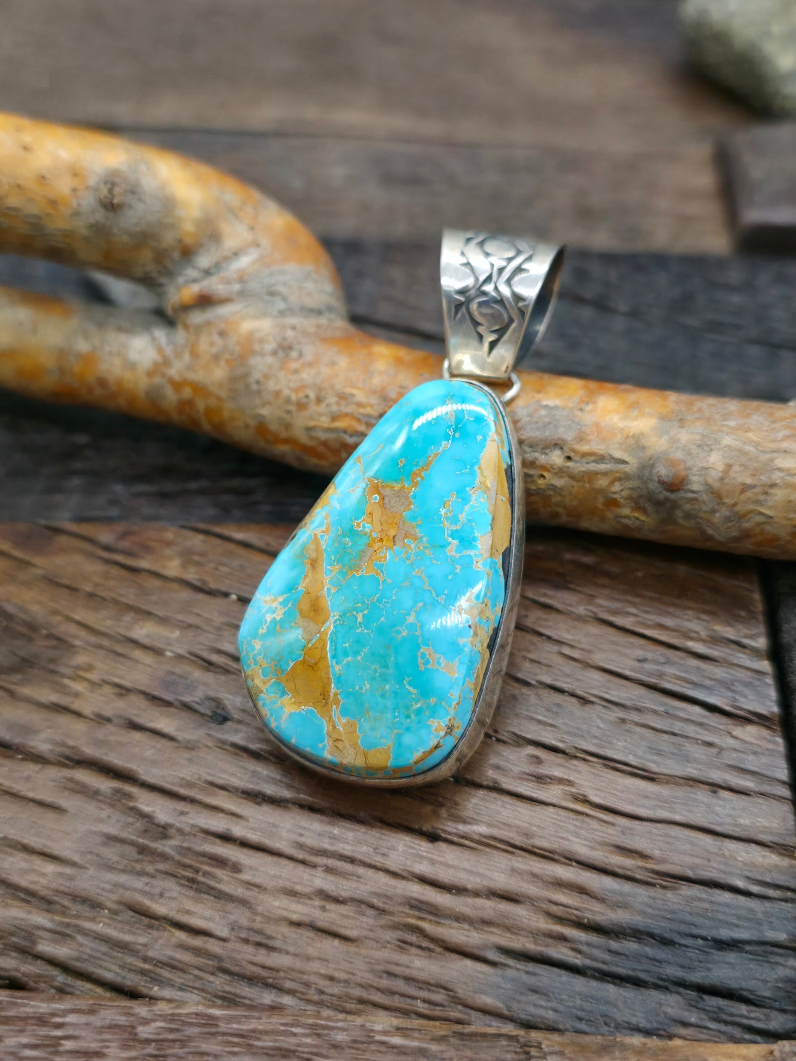 Sterling Silver Turquoise Pendant by Rosella Paxton