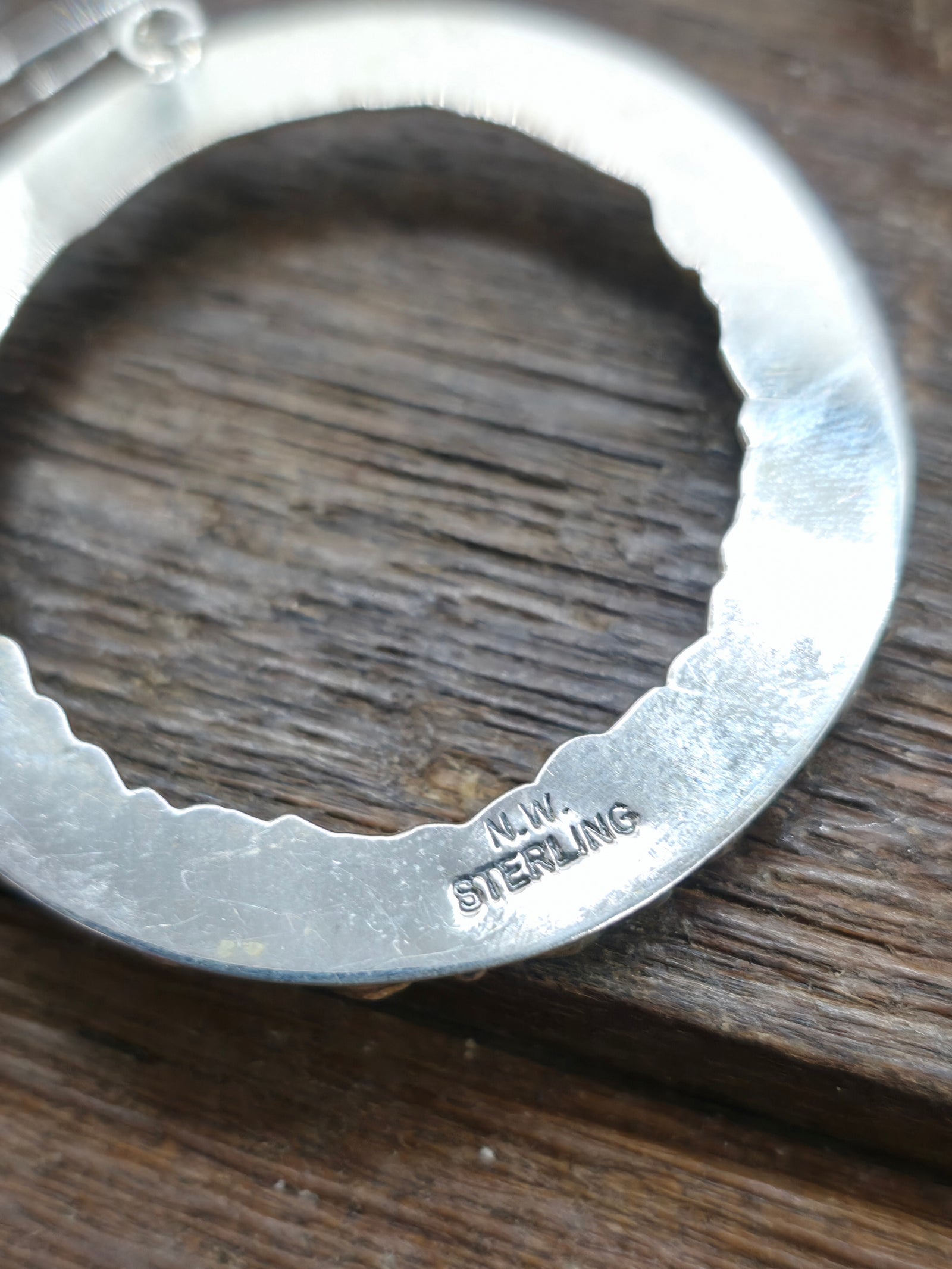 Sterling Silver and Turquoise Hanging Hoop Earrings by Nora Whitegoat