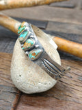 Five Stone Blue Gem Turquoise Sterling Silver Cuff by LaRose Ganadanegro - 6 1/2 in. with Gap