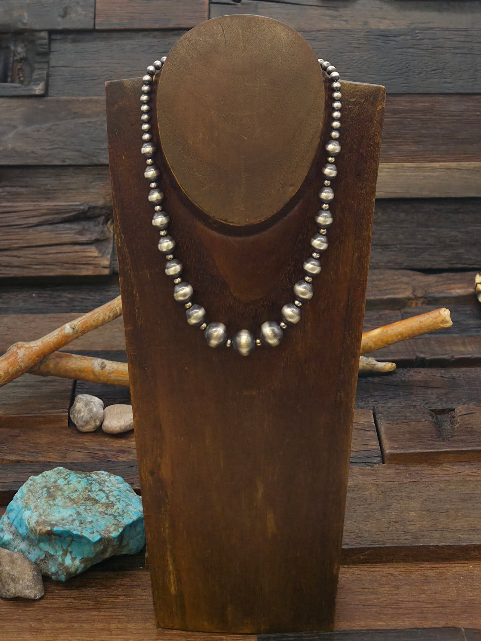Oxidized Graduated Sterling Silver Bead Choker Necklace - 16 in.