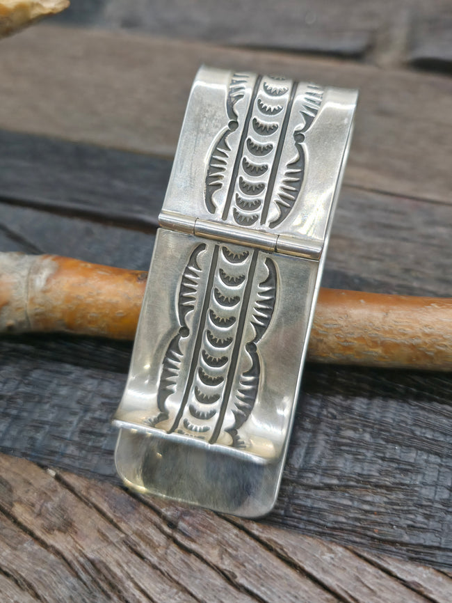 Extra Large Stamped Sterling Silver Money Clip by Delbert Delgarito - 3 in. by 1 1/4 in.