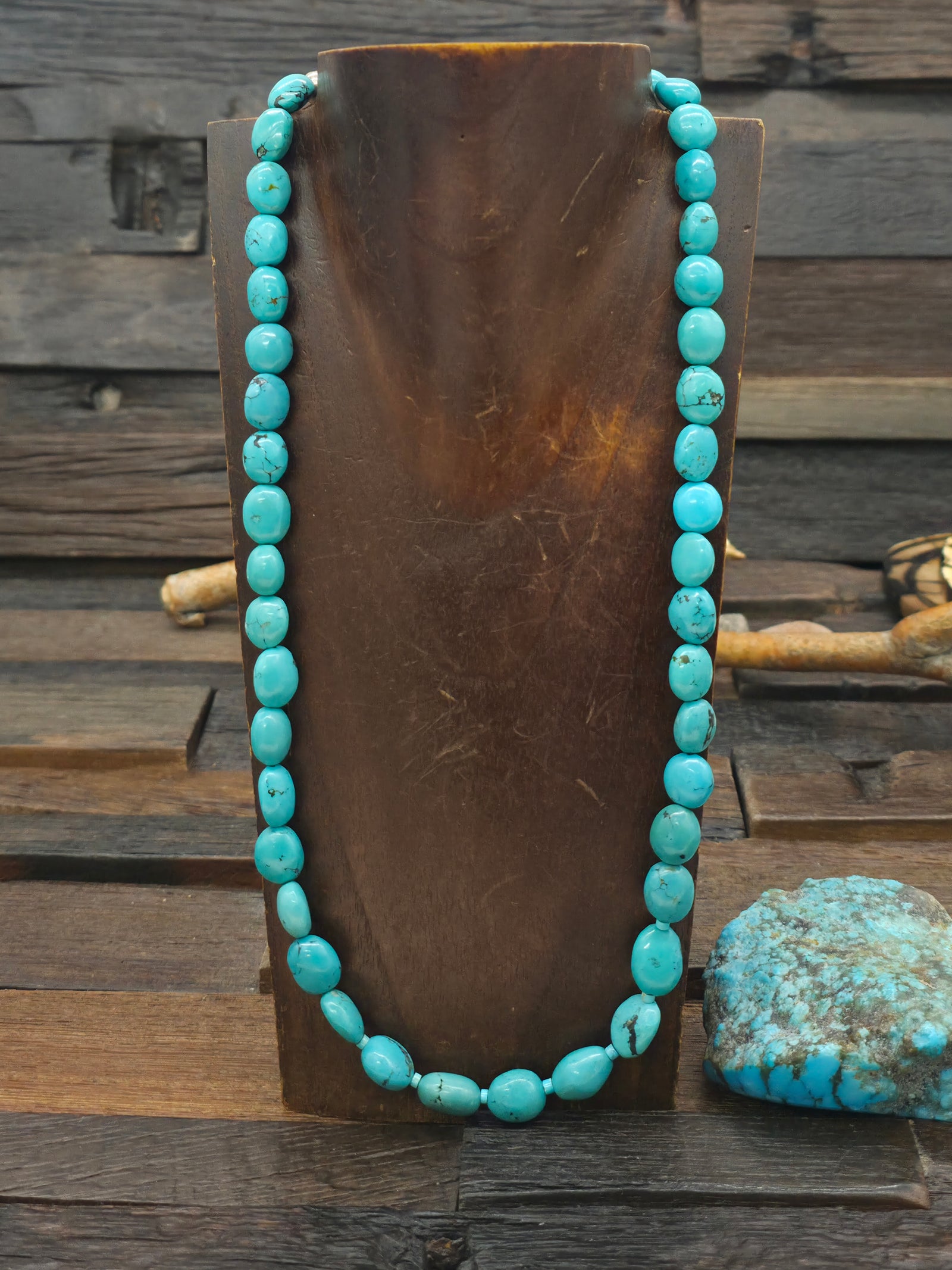 Sky Horse Turquoise Bead Necklace - 25 in.
