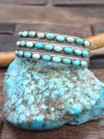 Stamped Sterling Silver Earrings with Turquoise by Albert Jake