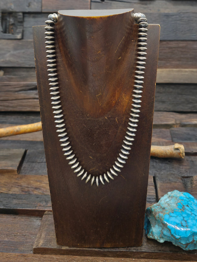 Sterling Silver Navajo Pearl Necklace by Bryannen Halwood - 18 in. 8mm. Rondelle