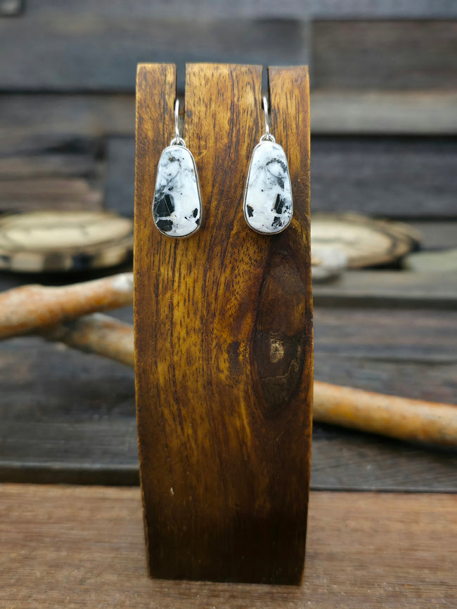 Sterling Silver White Buffalo Hook Dangle Earrings