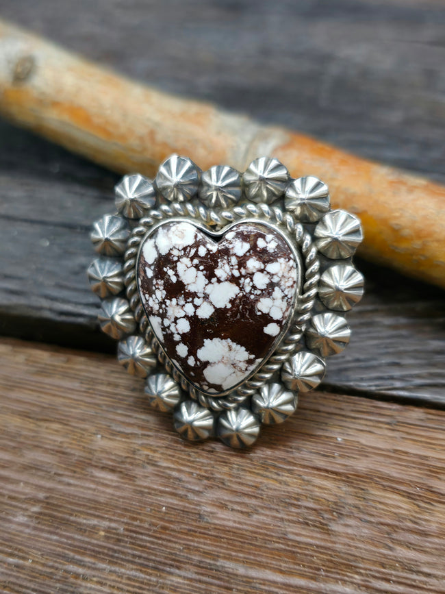 Wild Horse Sterling Silver Heart Ring by Rosella Paxton - Size 7
