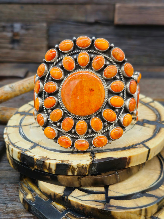 Orange Spiny Oyster Cluster Bracelet by Tyler Brown