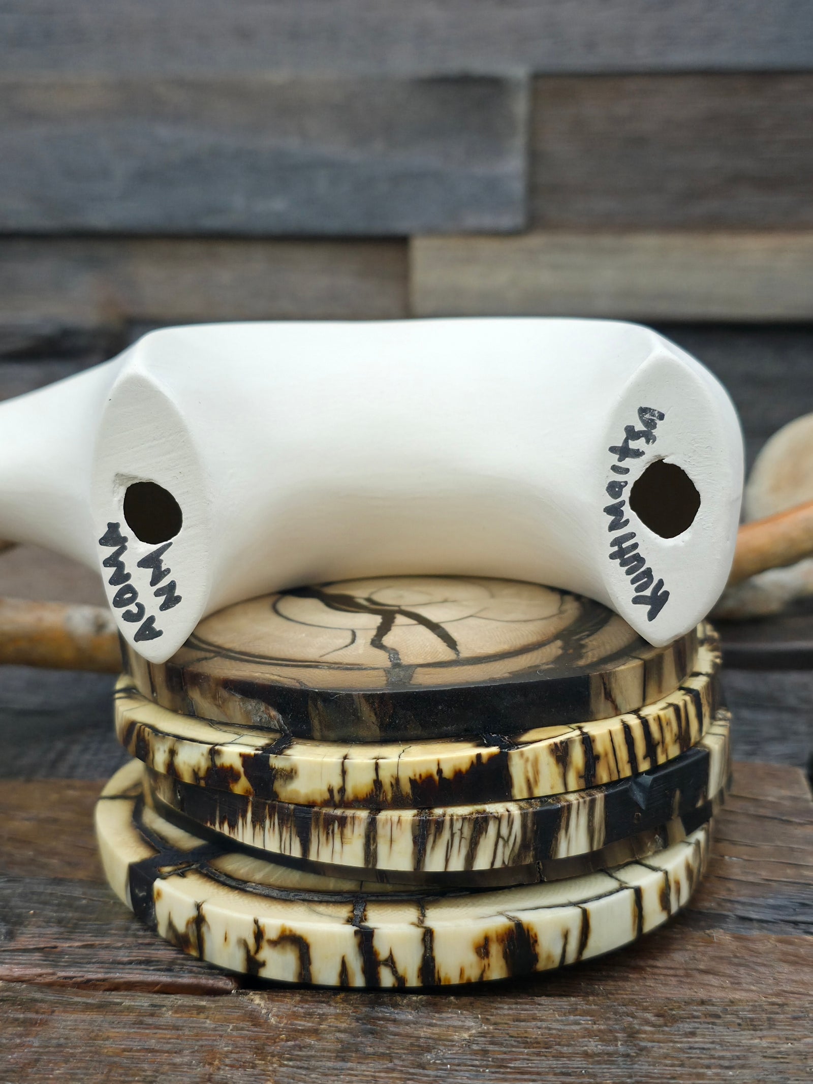 Hand Painted Acoma Ceramic Bear by Kuutimaitsa - 6 1/2 in. by 4 in. by 2 in.