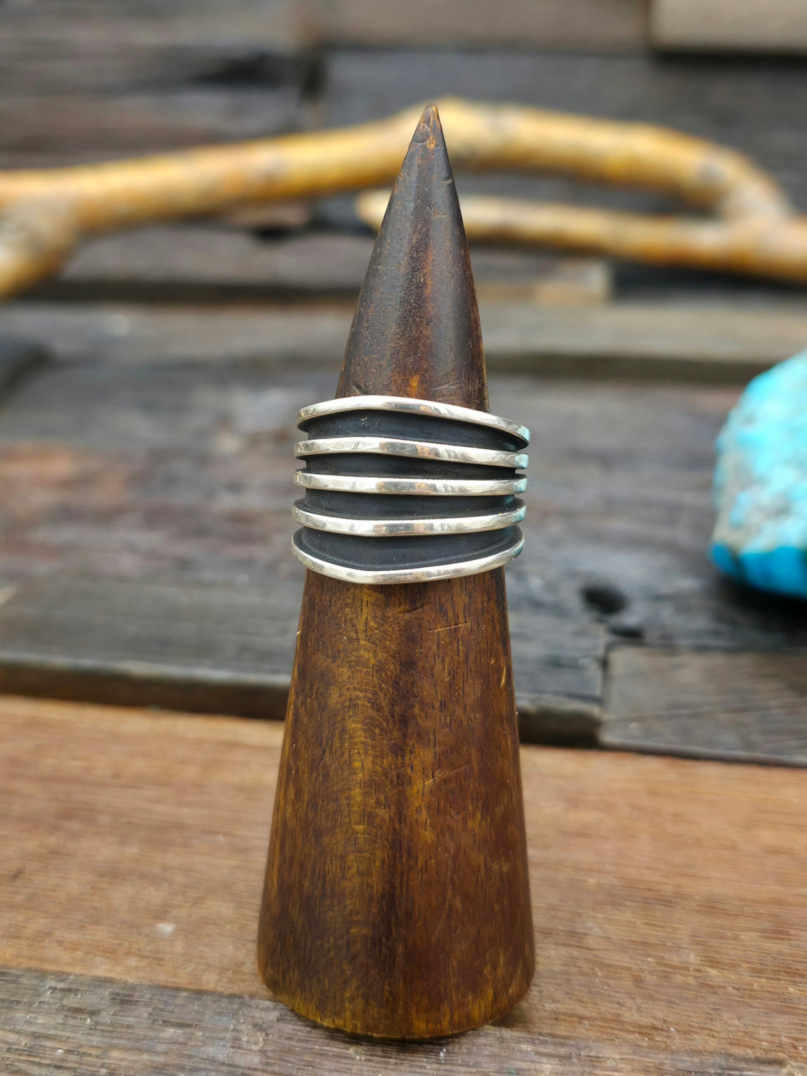 Sterling Silver Overlay Ring by Tom Hawk - Size 11 1/2