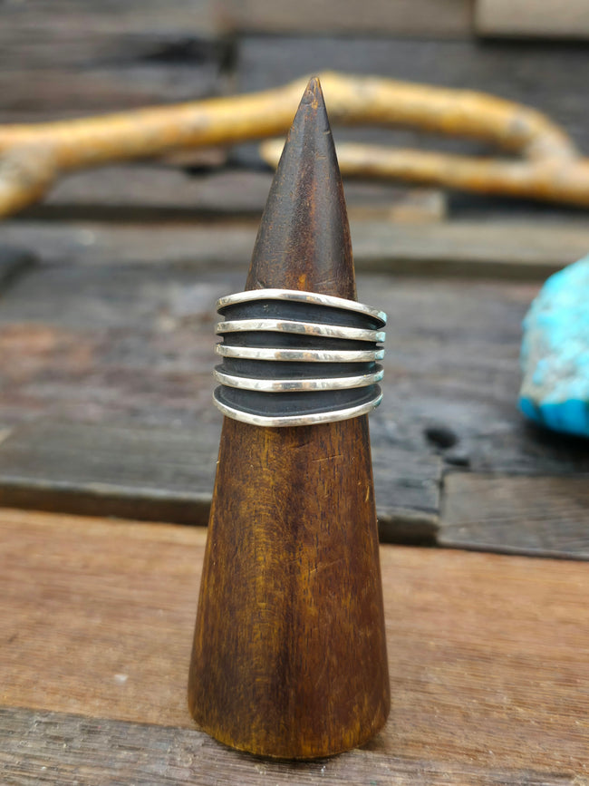 Sterling Silver Overlay Ring by Tom Hawk - Size 11 1/2