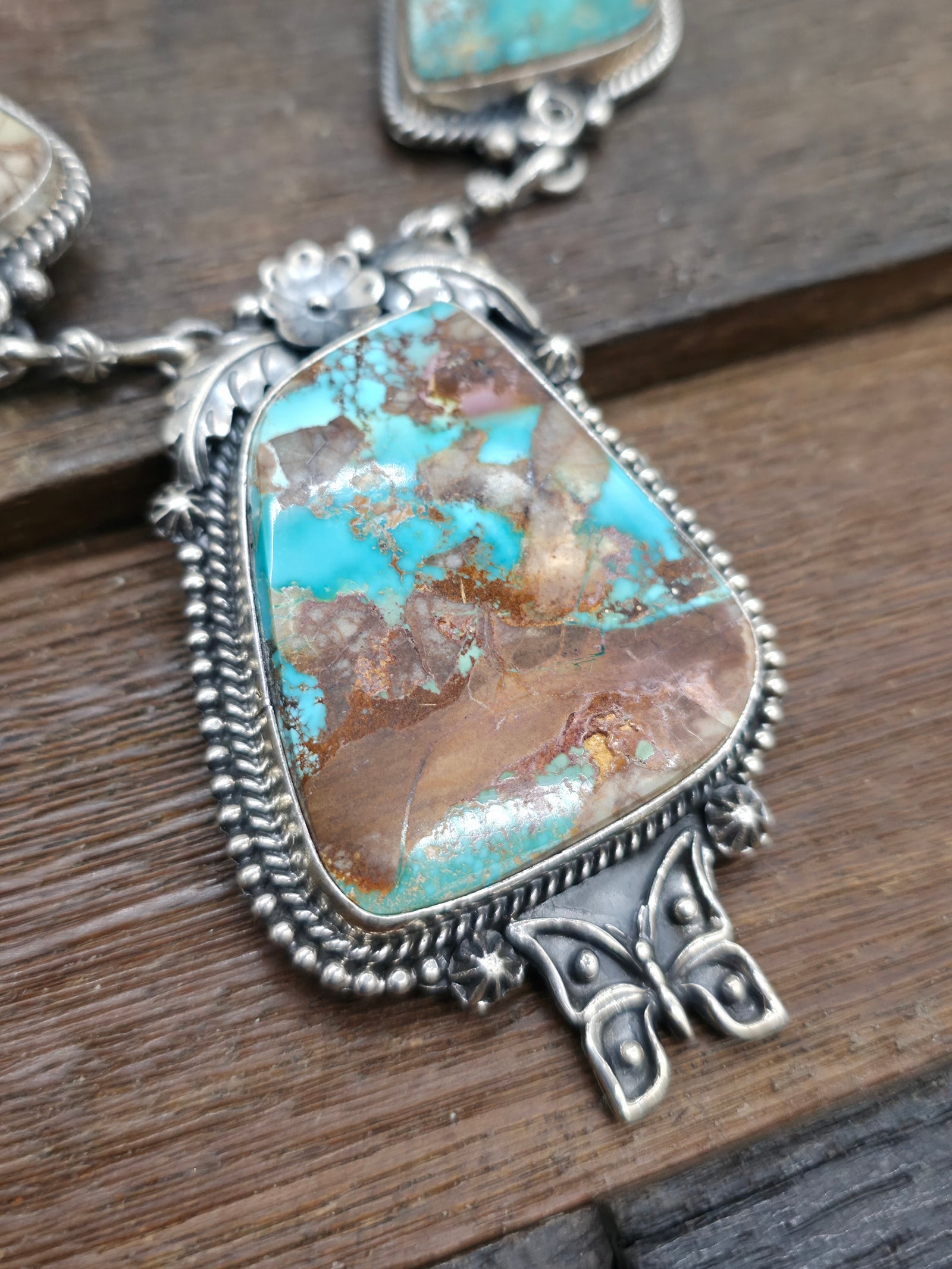 Sterling Silver Pilot Mountain Turquoise Lariat Necklace by Brenda Jimenez - 32 in.