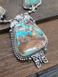 Sterling Silver Pilot Mountain Turquoise Lariat Necklace by Brenda Jimenez - 32 in.