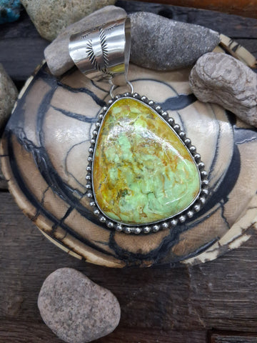 Adjustable Green Turquoise Ring by Richard Jim