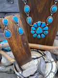 Sterling Silver Kingman Turquoise Pendant set w/Dangle Post Earrings 25in by B. Yellowhorse (earrings 1 1/2