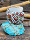 Pipestone and Mother of Pearl Inlay Cuff by Charlene Reano - 6 in.