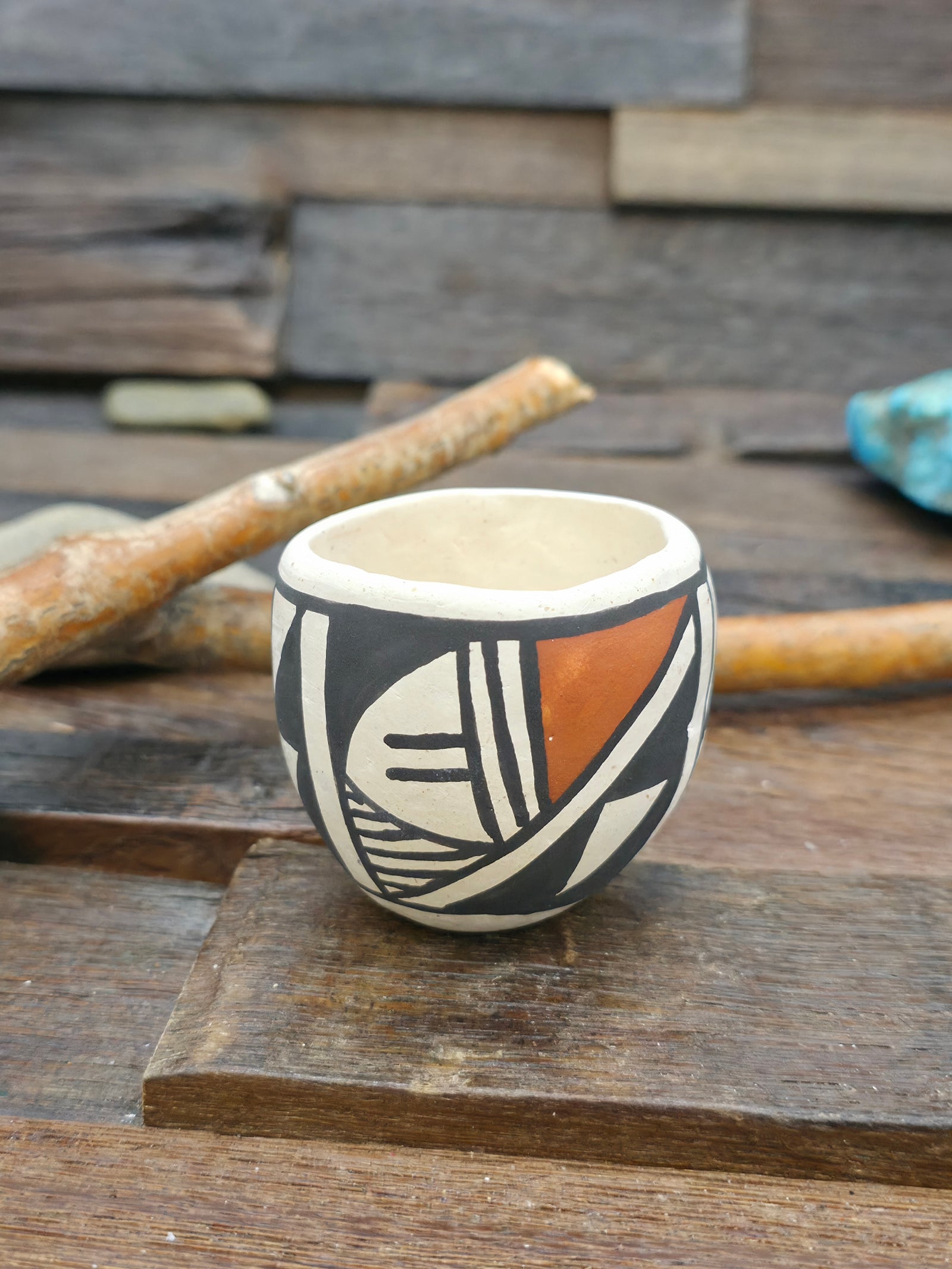 Mini Handmade Acoma Pot by Joyce Lucero - 1 1/2 in. by 1 1/2 in. by 1 1/2 in.