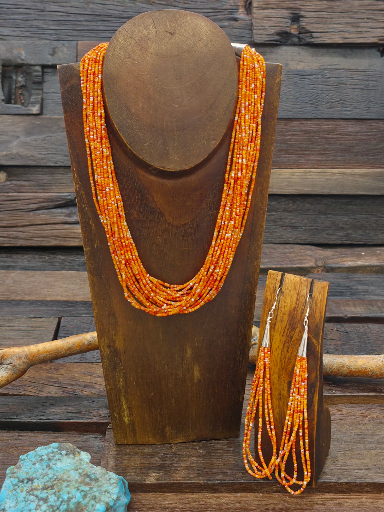 17 Strand Fine Spiny Oyster Necklace and Earring Set by Sharon Garcia - 18 in. plus 4 in. Extender