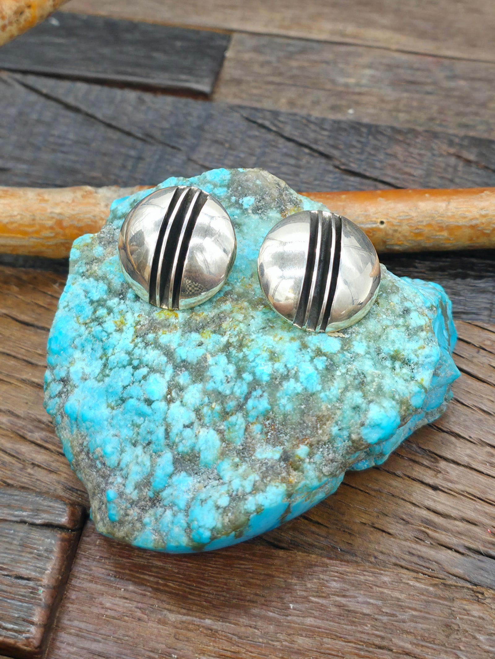 Sterling Silver Button Earrings by Tom Yazzie - 7/8 in.