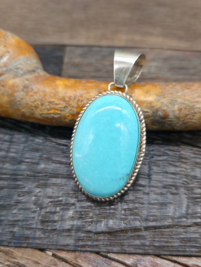 Sterling Silver Turquoise Pendant by Art Platero - 2 in. by 1 in.