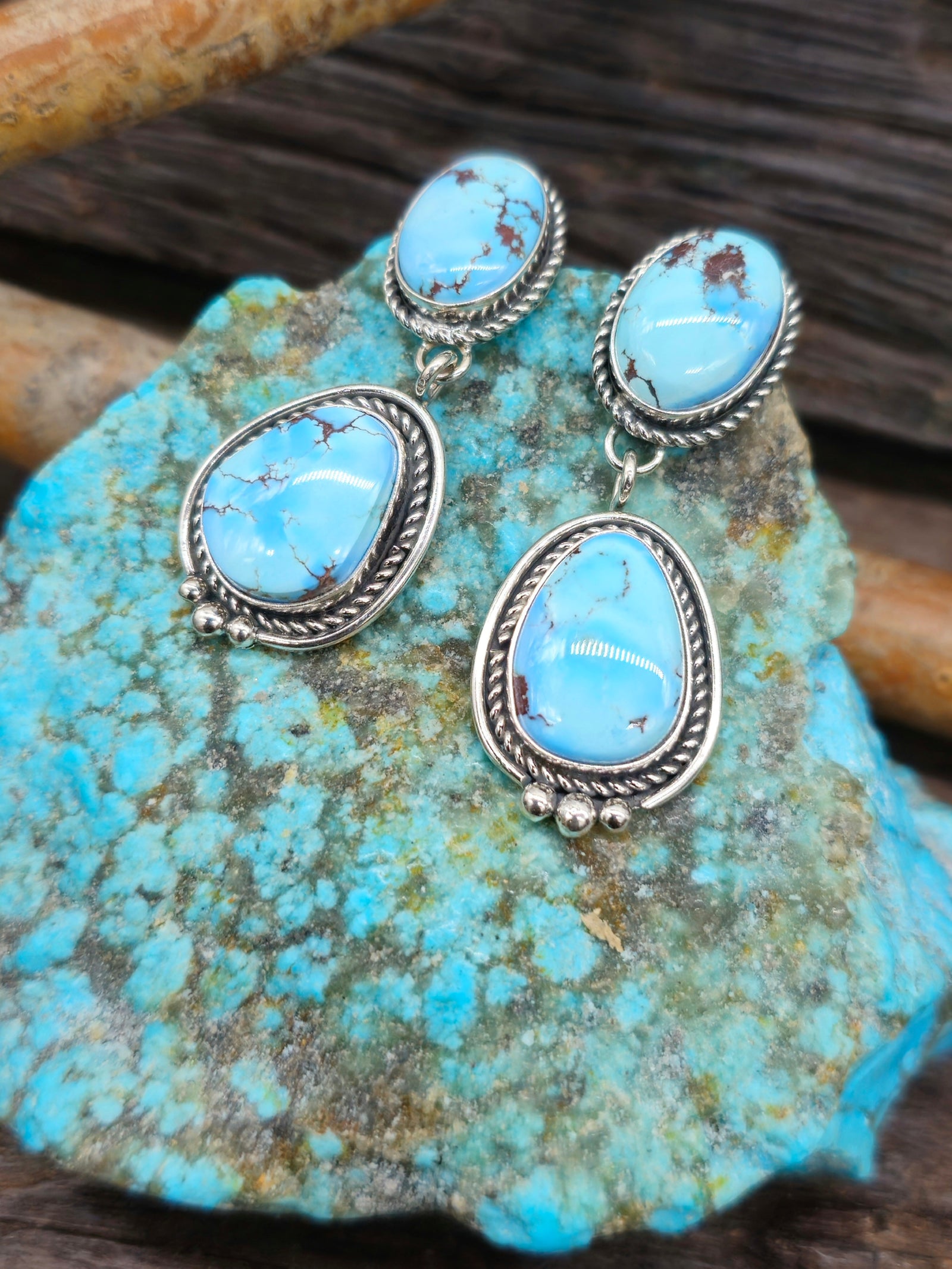 Teardrop Two-Stone Golden Hill Earrings