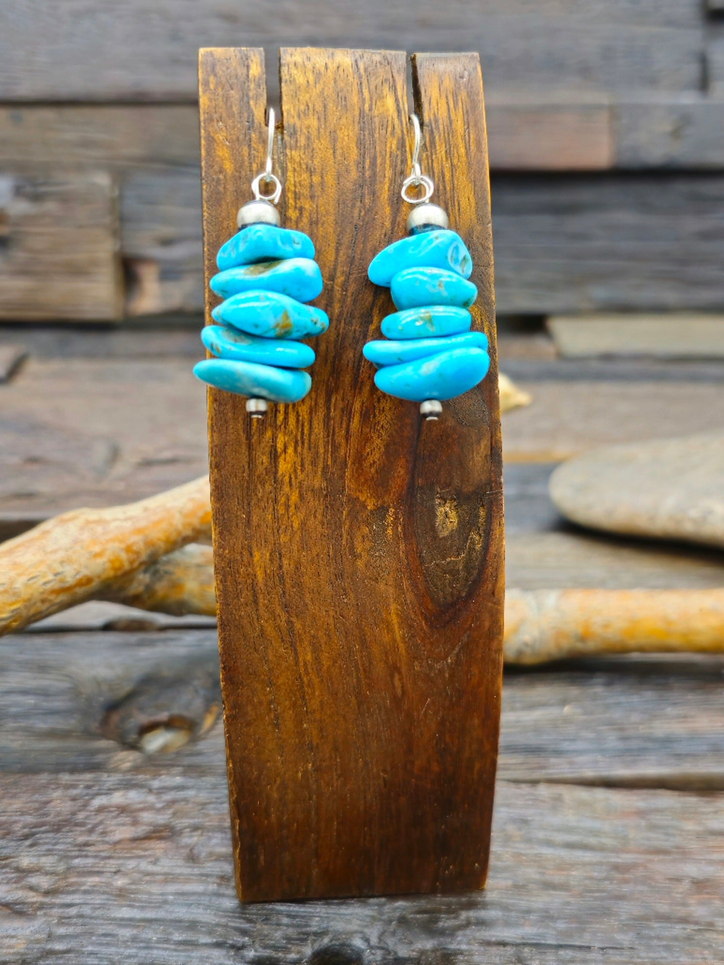 Kingman Turquoise Nugget French Hook Earrings