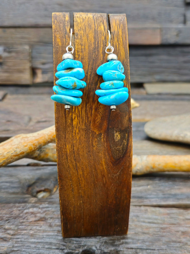 Kingman Turquoise Nugget French Hook Earrings