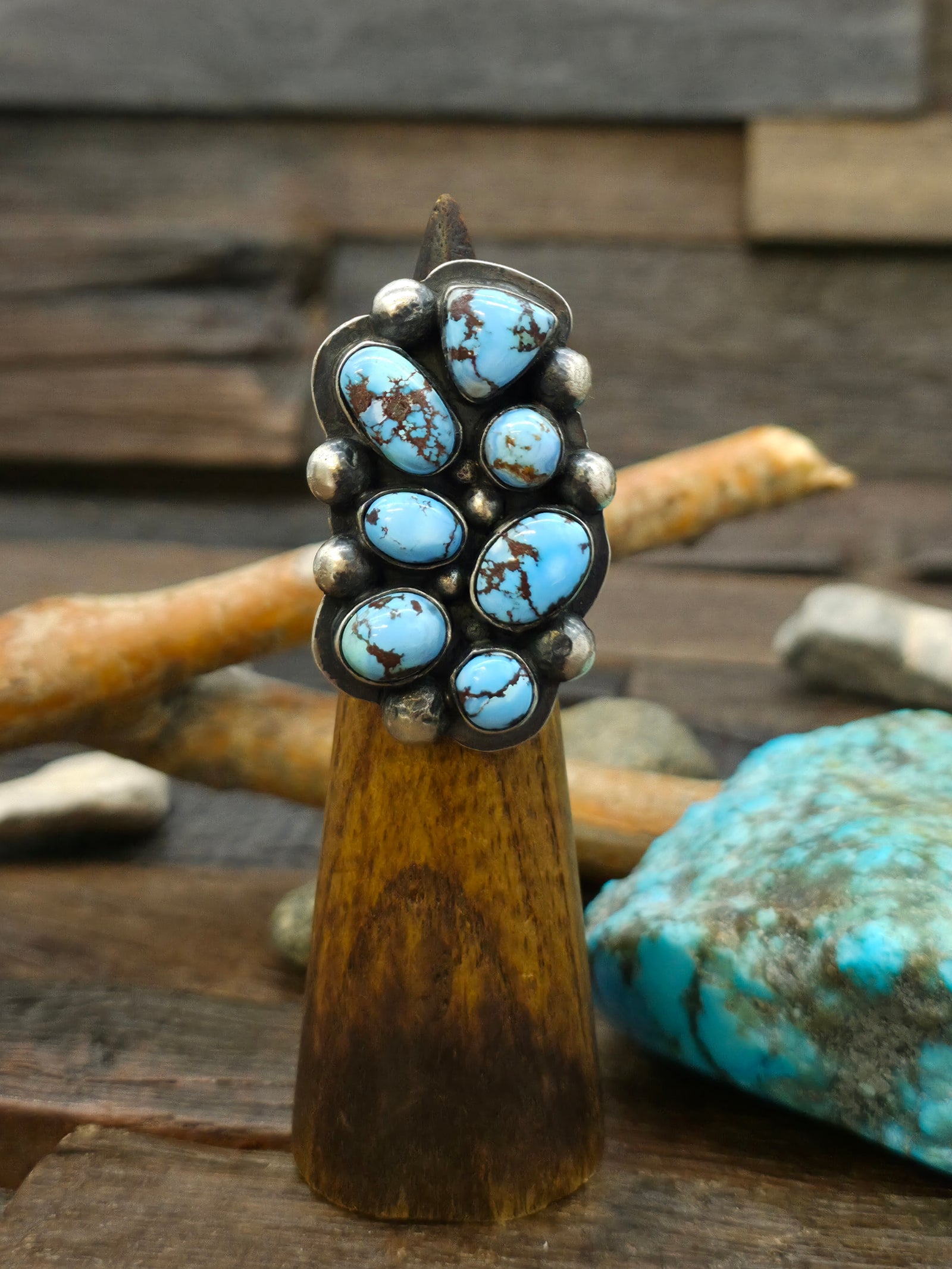 Chimney Butter Sterling Silver Golden Hill Turquoise Ring - Adjustable