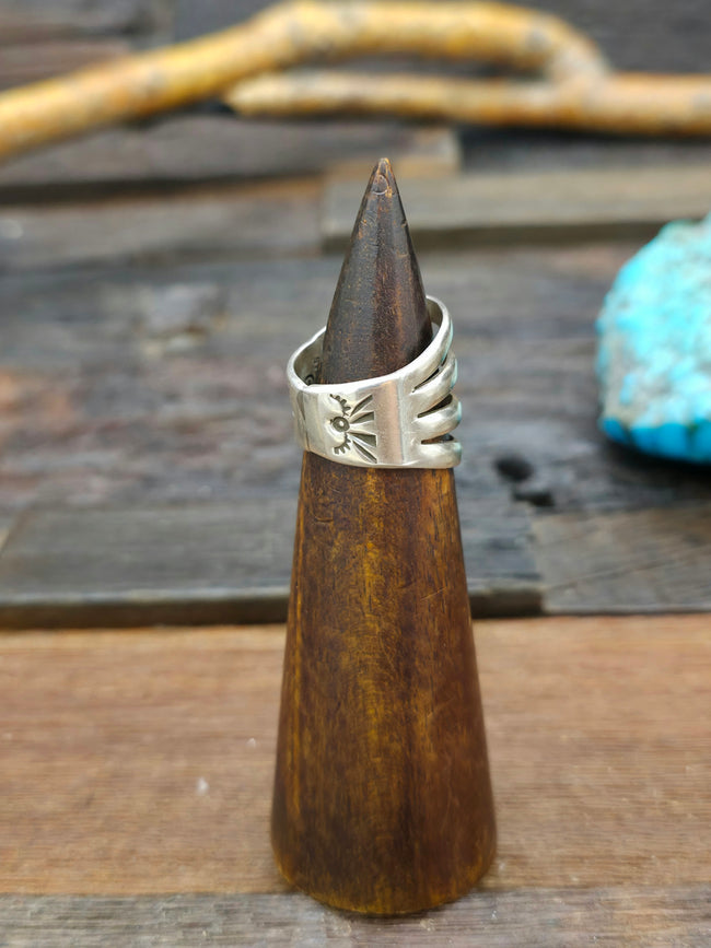 Stamped Sterling Silver Wide Band Ring - Size 8 1/2
