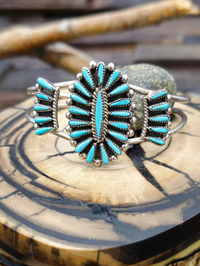 Vintage/Estate Turquoise Cluster Bracelet - 6 in.