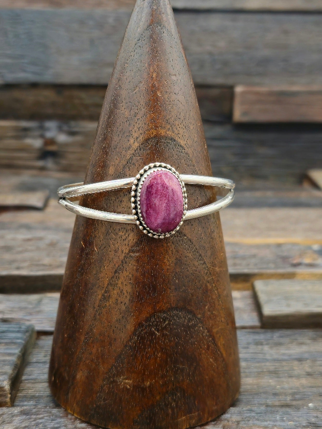 Purple Spiny Oyster Shell Sterling Silver Cuff by Rosella Paxton