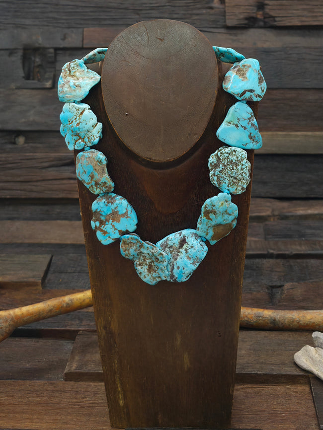 Flat Nugget Turquoise Necklace - 18 in.