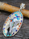 Hummingbird and Dragonfly Inlay Pendant by Quinton Quam